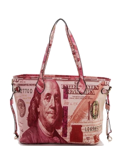 100 Dollar Bill Printed Shoulder Bag 118-6729 RED